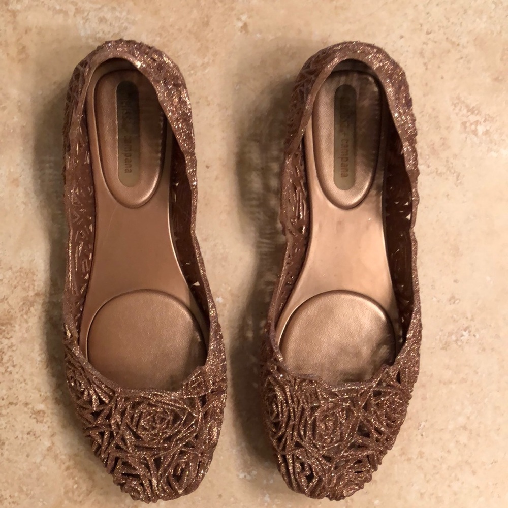 Melissa + Campana  Rose Gold Pink Ballet Flats
